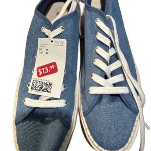 Blue Denim Sneakers with White Laces NWT